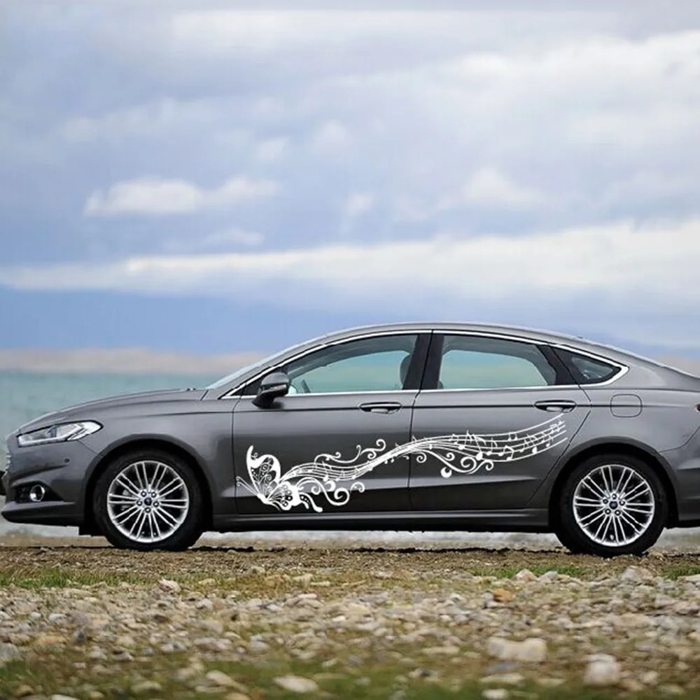 1 пара наклейки на талию для автомобиля с цветами и бабочками украшение мотоцикла