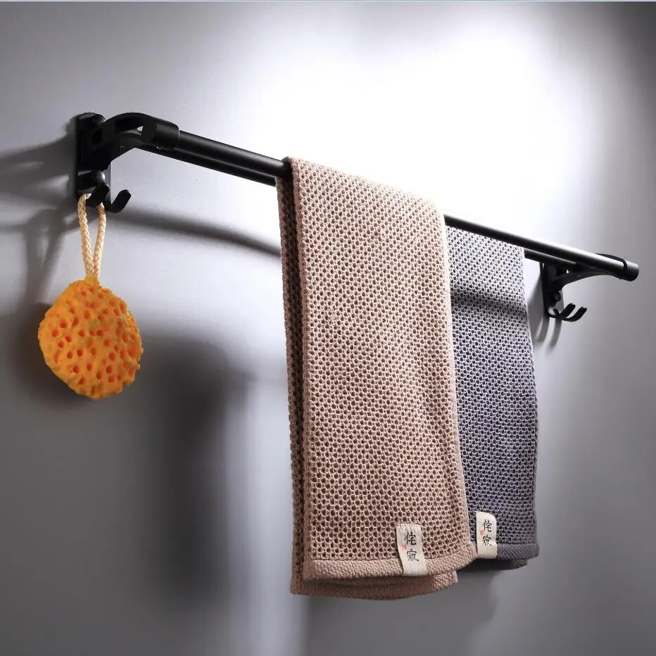 european design new style black double rod bathroom hardware pendant double rod towel rack kitchen bathroom accessories 999sg free global shipping