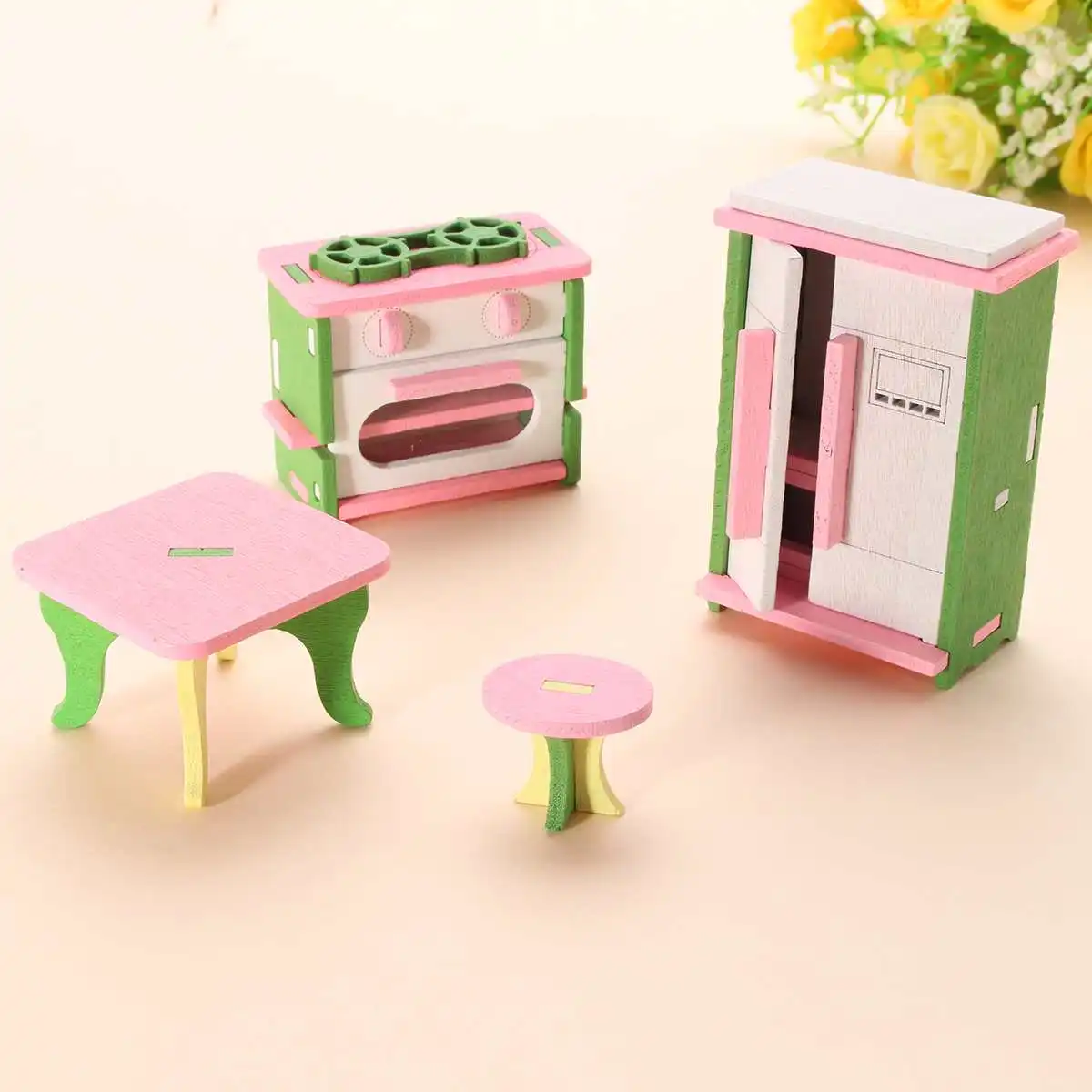 Kitchen 2 Кукольный домик, миниатюрный домик для детей, ролевые игры, игрушки, строительные блоки, Edutation, игрушки, наборы, детские деревянные куклы, мебель - Цвет: Kitchen 2