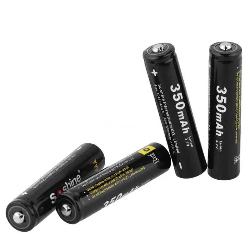Soshine 4 шт 3 7 V AAA 10440 350mAh с прозрачной коробкой литий ионная батарея|Перезаряжаемые
