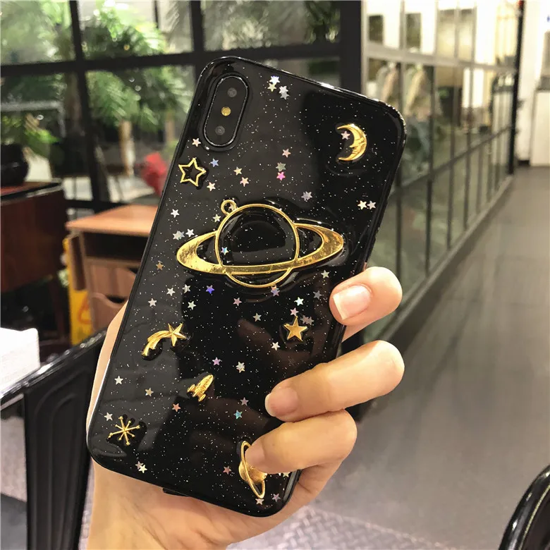 Блестящая Луна космическая планета Звездный чехол для телефона iphone X XR XS Max мягкий