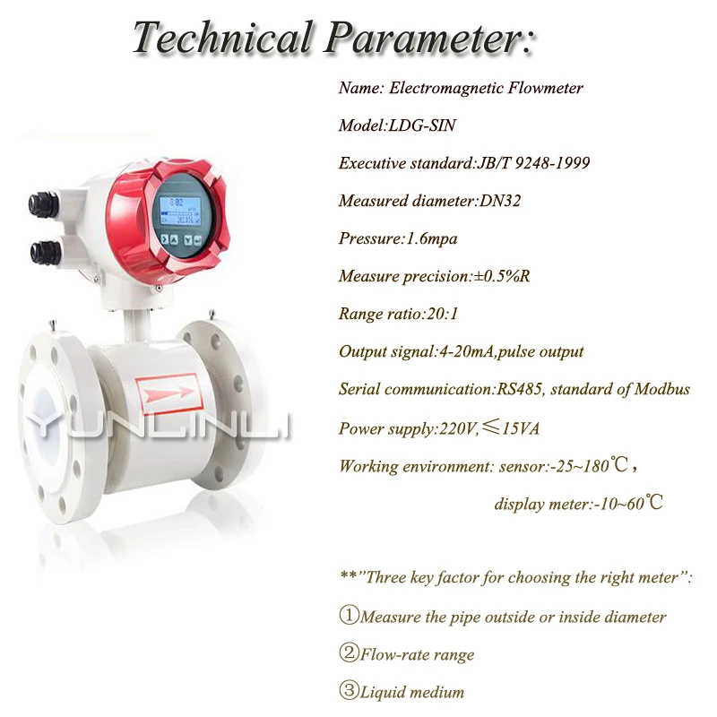 DN32 Интеллектуальный электромагнитный/гальванический расходомер сточных вод 220 В