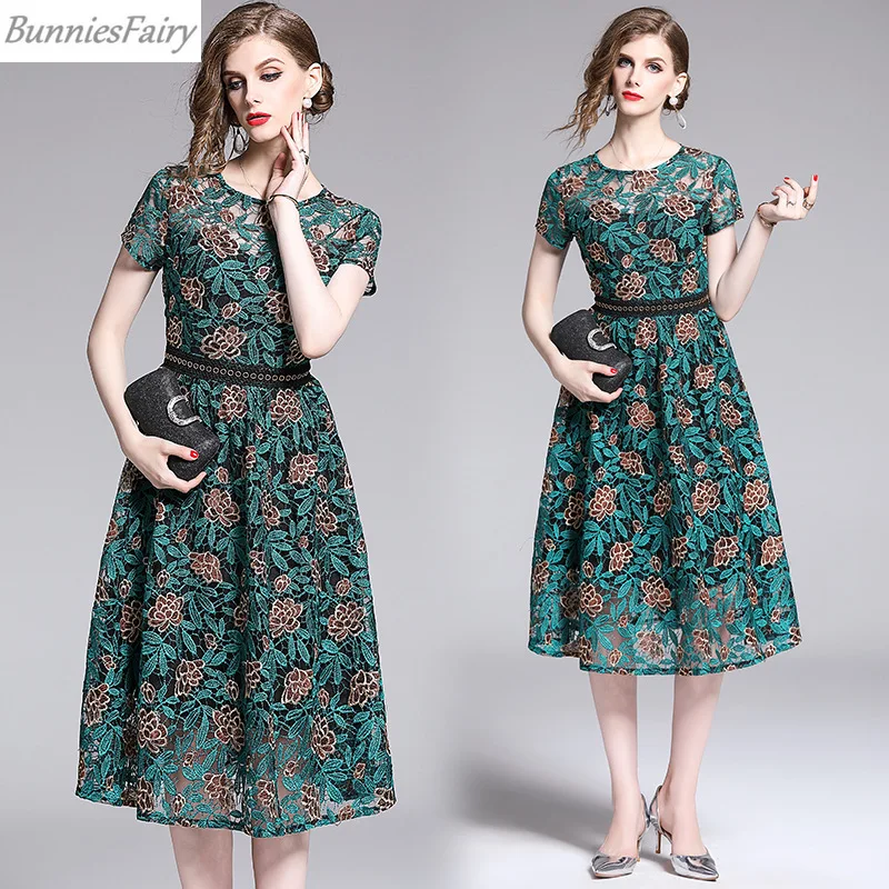 BunniesFairy 2019 летнее новое женское элегантное винтажное Ретро цветочное вышитое