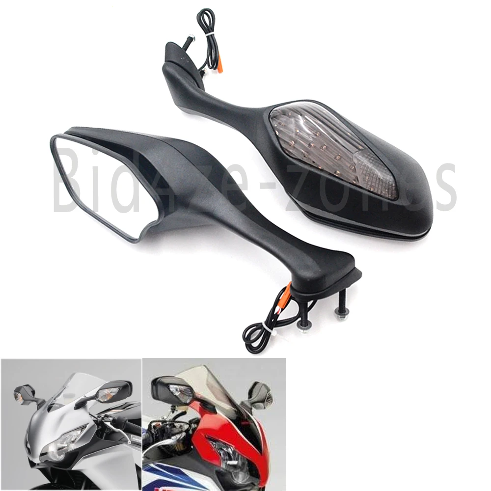 Мотоциклетные черные зеркала заднего вида W/LED Сигнал поворота для Honda CBR1000RR CBR 1000 RR