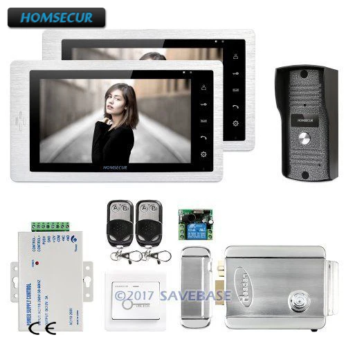 Проводной видеодомофон HOMSECUR 7 дюймов система безопасности + Электрический замок