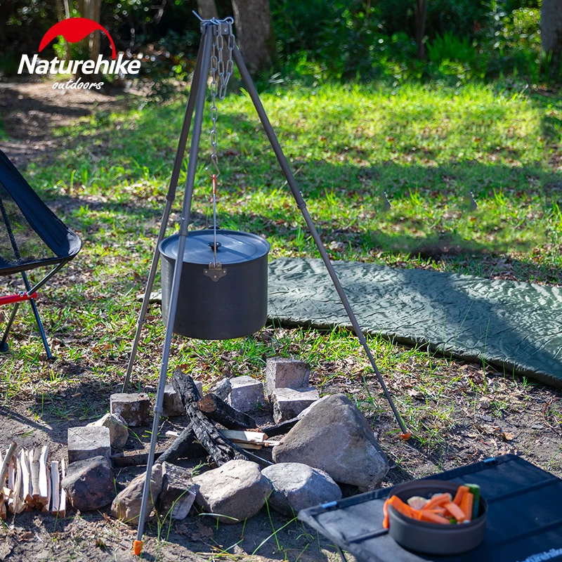 Кастрюля Naturehike 10л с ручкой и регулируемым штативом для приготовления пищи из