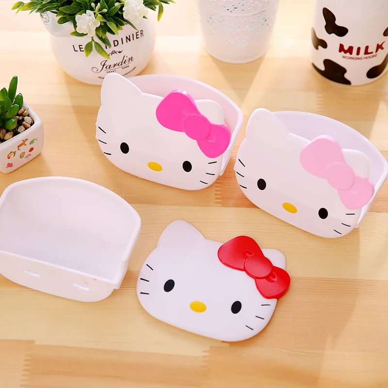Милый рисунок hello kitty очки стент Девушка Дети ванная комната крышка мыло блюдо