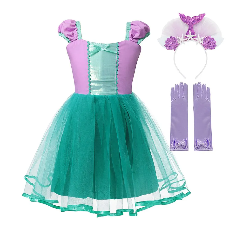 Dress I2 Нарядное платье Белоснежки для девочек; детское летнее Очаровательное платье Анны, Рапунцель, Золушки, Авроры, русалки; праздничный костюм на Хэллоуин - Цвет: Dress I2
