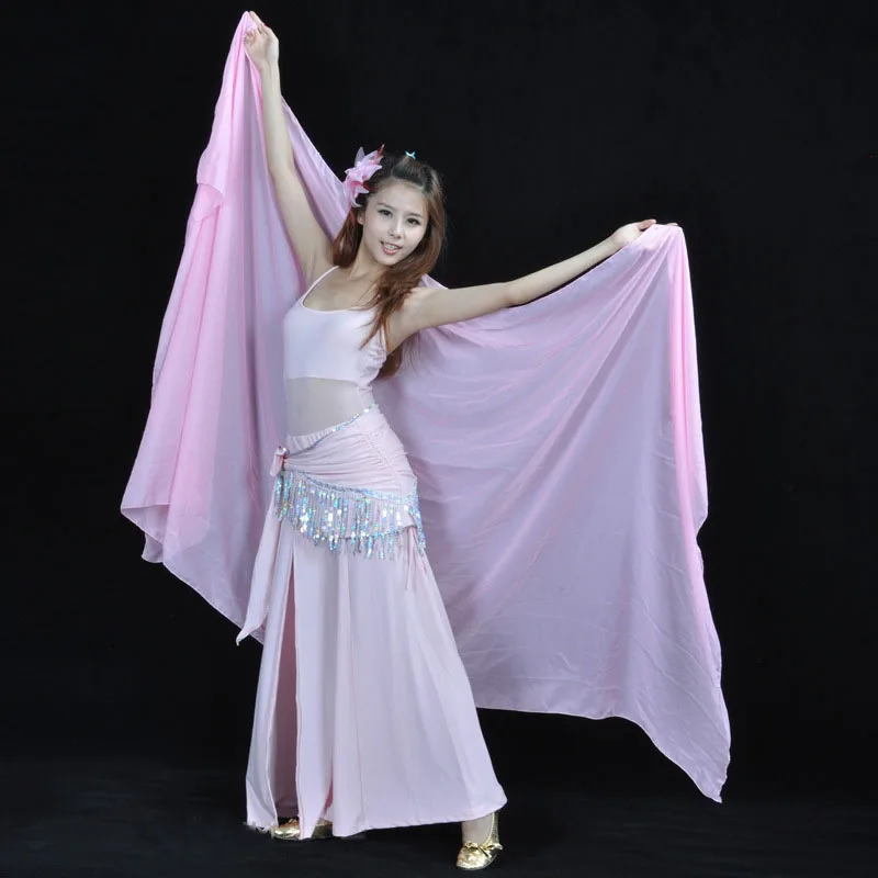 pink 250*120 см большие длинные шифоновые вуали для танца живота, шаль, шарф, восточные костюмы для женщин, аксессуары для танца живота - Цвет: pink