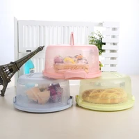 plastic clear cake box round pastry storage gift box carrier handle fridge food fruit dessert container cover case cake shop