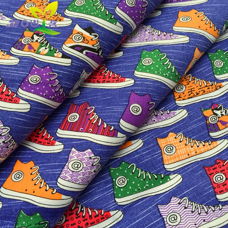 

1 yards / graffiti color shoes printed canvas fabric DIY cloth curtain cloth sofa cushion pillow bag