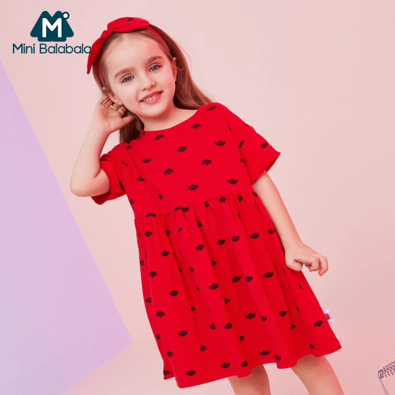 MinibalabalaGirls/платье 2019 г. Новая летняя одежда для детей Детское свободное хлопковое