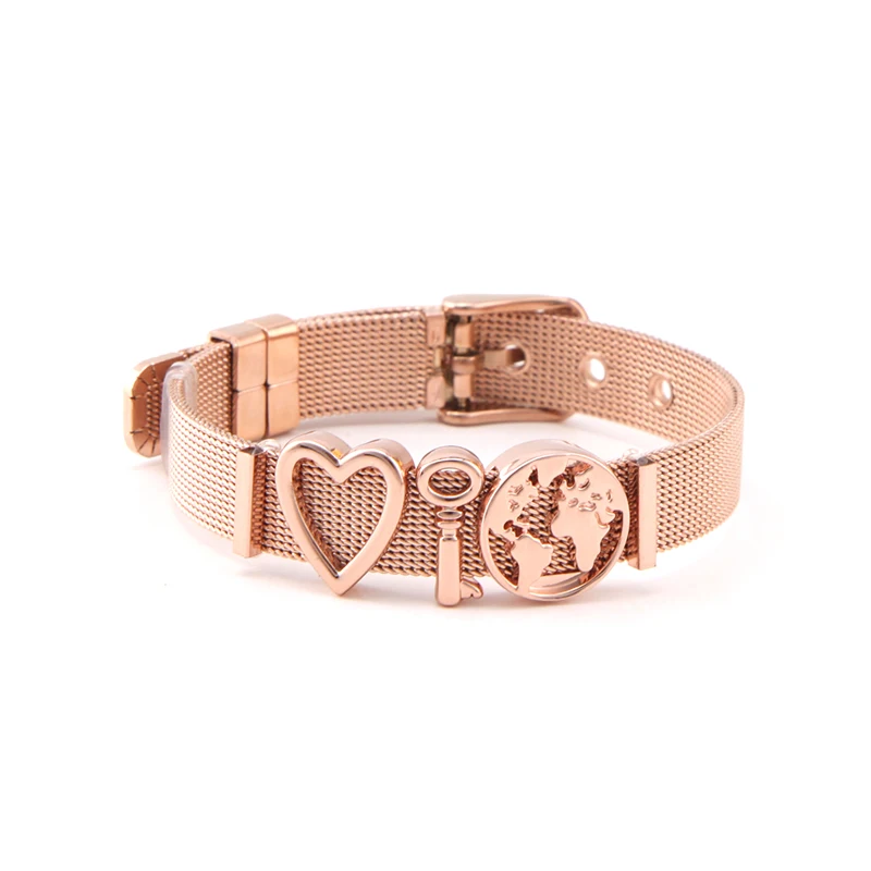 Somsoar ювелирные изделия розовое золото SOULMA WORLD Charm bracelets Set TRAVEL EXPLORE ore LIVE Mesh set with Map