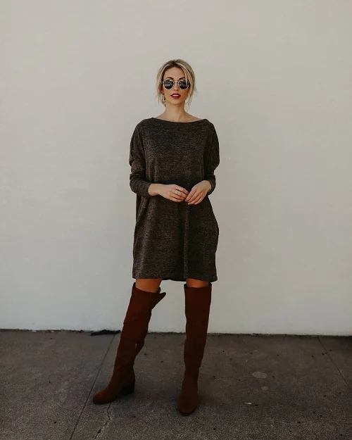 dresses coffee Новые женские платья весенне-осенняя одежда женская одежда трикотажные платья для беременных свитер 1145 - Цвет: dresses coffee