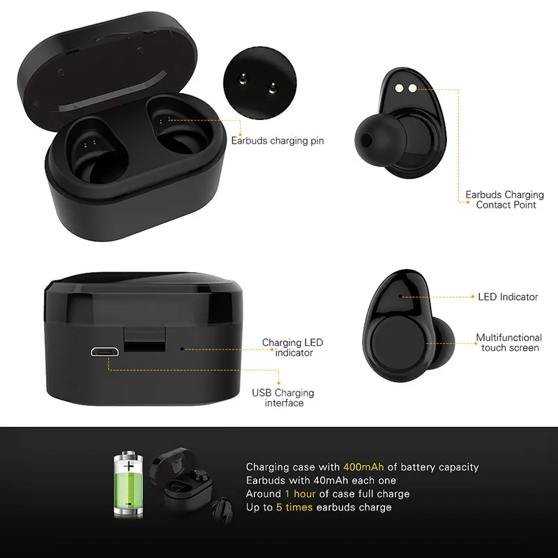 Bluetooth touch Управление Hi-Fi наушники с микрофоном, Langsdom X7 СПЦ Беспроводной наушники стерео микрофон для телефона с Зарядное устройство коробка