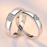 30 silver plated fashion shiny crystal love heart loverscouple wedding rings jewelry for women men best gifts no fade