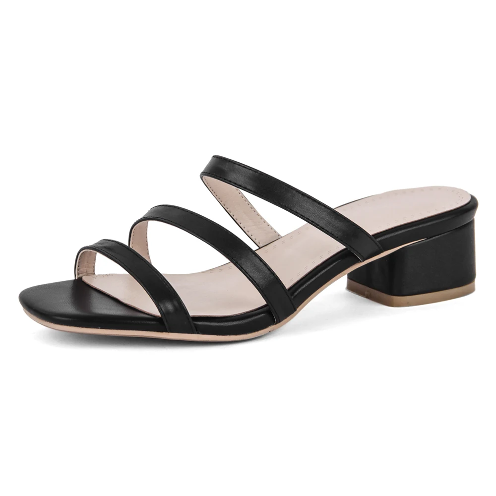 Женские летние шлепанцы из натуральной коровьей кожи на квадратном каблуке 33