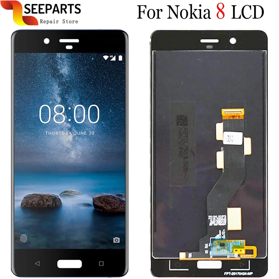 

Оригинальный протестированный ЖК-дисплей 5,3 "для Nokia 8, сменный черный ЖК-дисплей с сенсорным экраном и дигитайзером в сборе для Nokia 8