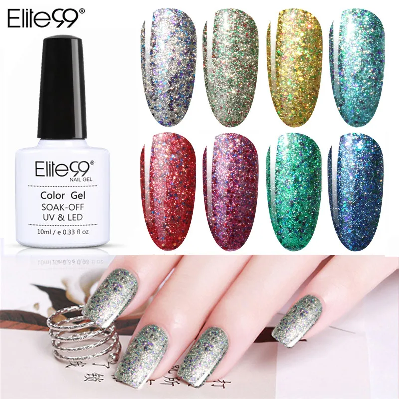 Elite99 Nail Art 10 мл со сверкающими бриллиантами блеск Звездное платины Краски