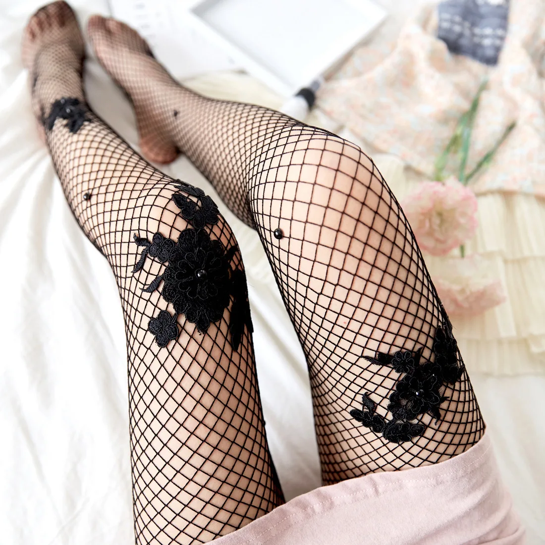 Женские колготки со стразами черные жаккардовые в сеточку стразы tt43|pantyhose tights|tights