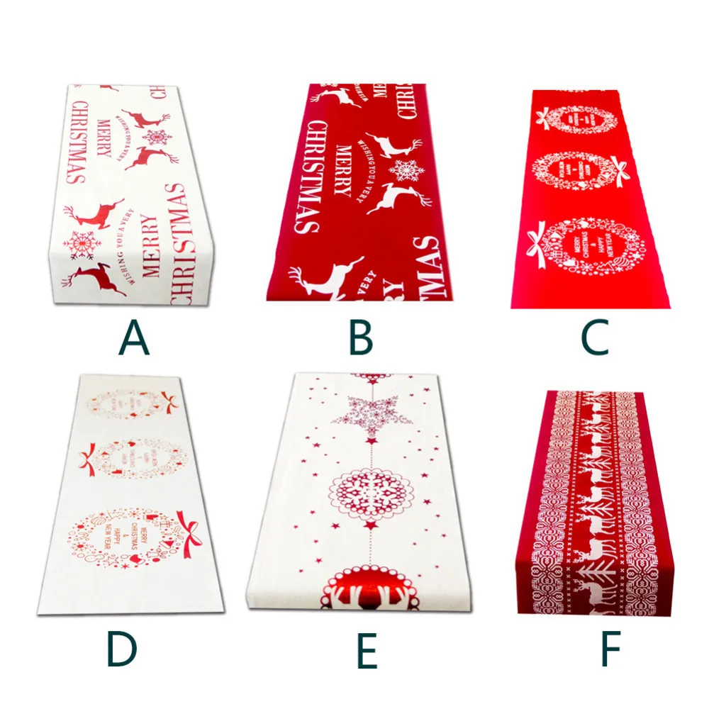 

1Pc Christmas Linen Tablecloth Christmas Flag Home Party Decorative Elk Tapestry Red Table Runners Covers