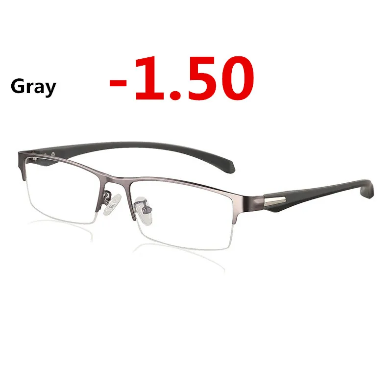 gray -1.50 Новинка, солнцезащитные фотохромные очки для близорукости, оптические очки для мужчин, студенческие очки для близорукости, очки с оправой по рецепту, половинная оправа-1,0-4,0 - Цвет оправы: gray -1.50