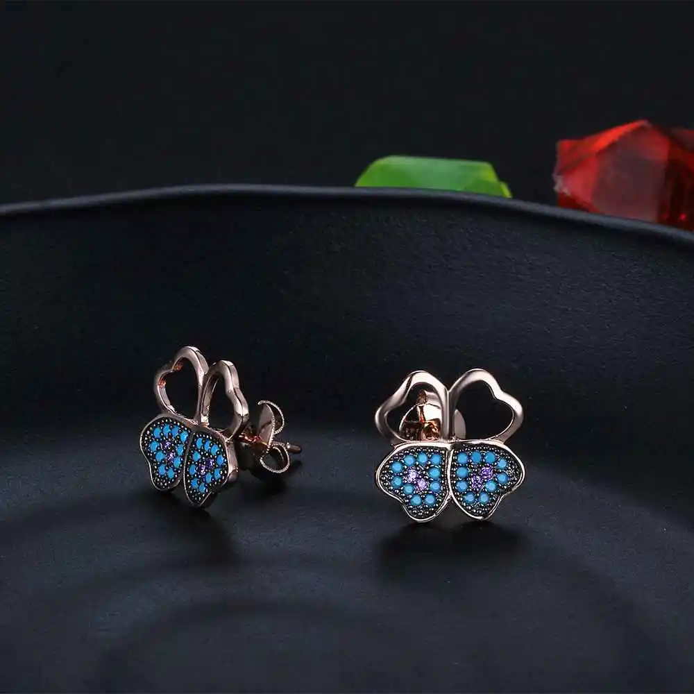 Мода серьги из серебра 925 синий CZ цветок серьги для женщин милые девушки ювелирные изделия подарок на день рождения(Jewelora EA103038