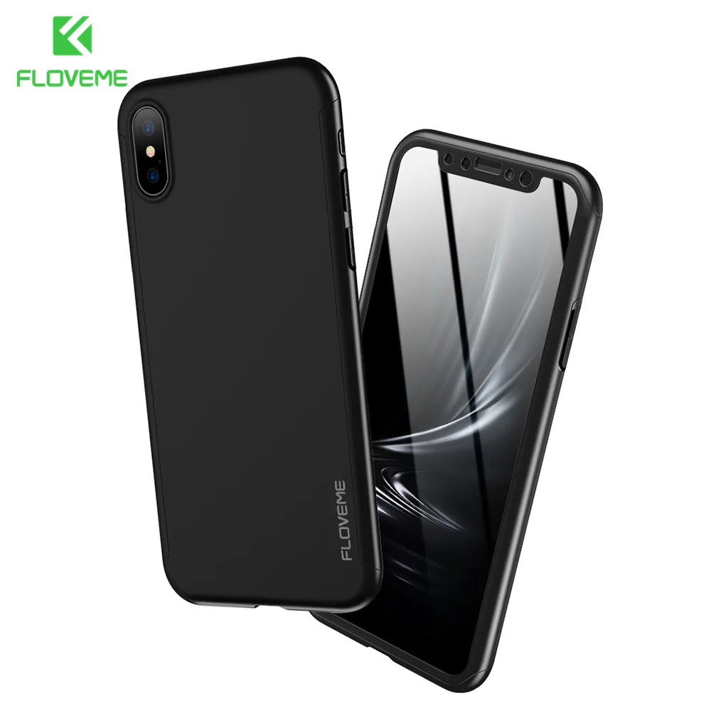 Floveme 360 Case градусов защитный чехол для iPhone 7 6S 6 8 Plus 5S 5 X 10 закаленное стекло