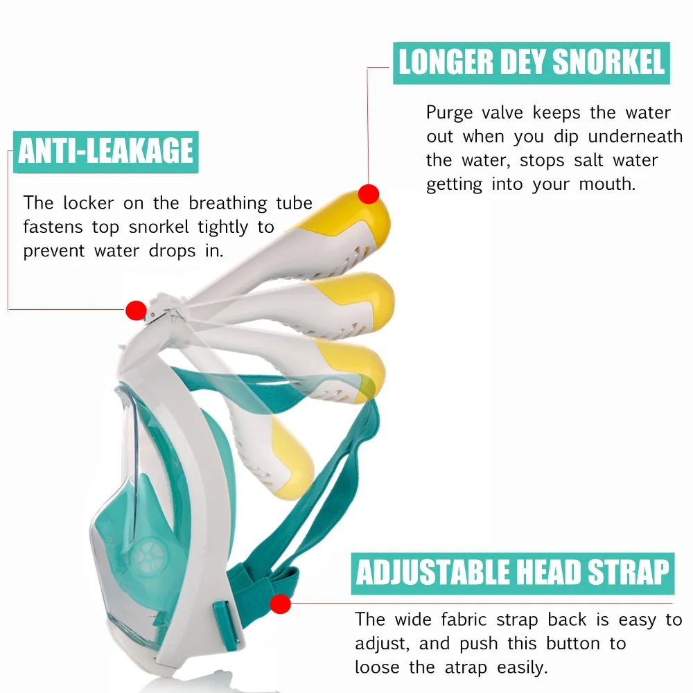 Newest Folding Snorkel Mask Full Face Underwater Scuba Diving Snorkeling Gear Set Swim Masks with Gopro Camera Amount Mergulho | Спорт и