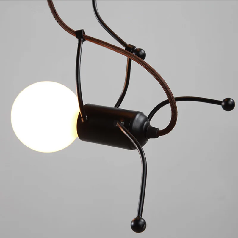 Черная Современная кукла Подвесная лампа для детской комнаты гостиная спальня