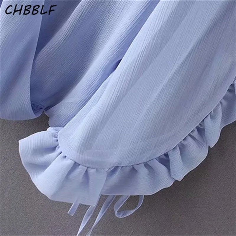 Женская шифоновая блузка CHBBLF Повседневная Свободная с длинным рукавом и