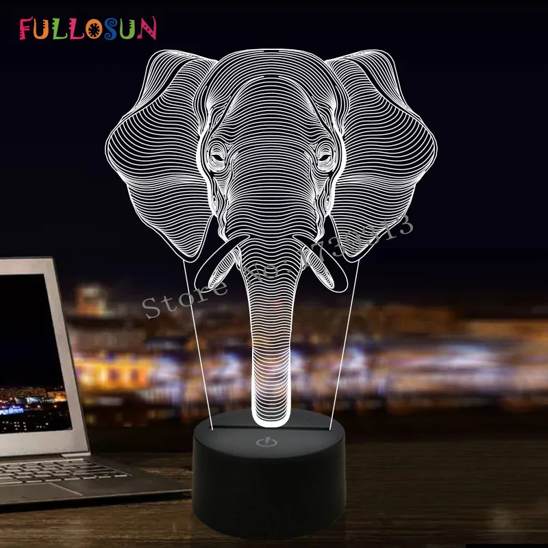 

Interesting 3D Illusion Lamp LED Night Lights with Elephant Pattern Table Lamp for Friends Gifts FS-3222