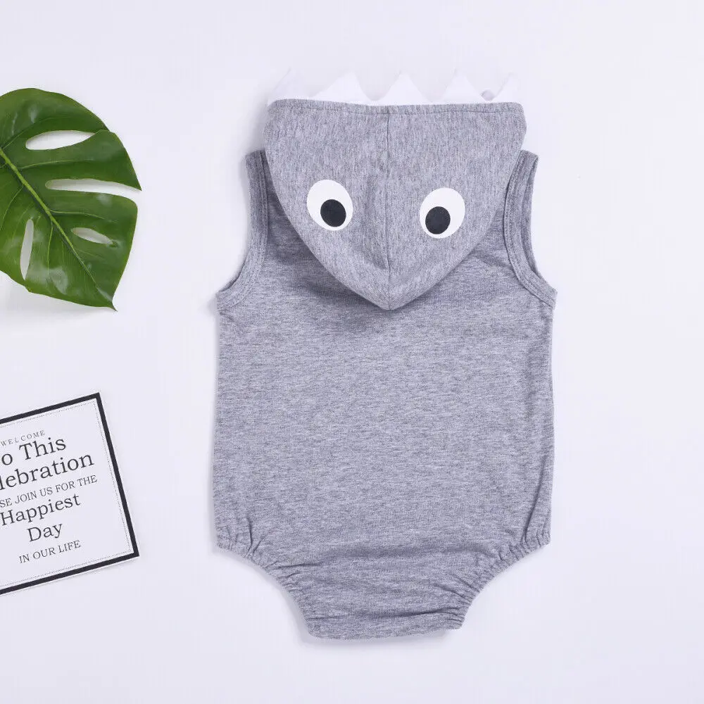 US Newborn Baby Boys Clothes Shark Sleeveless Romper Hooded Sweatshirt Vest Summer Outfits Sunsuit | Детская одежда и обувь