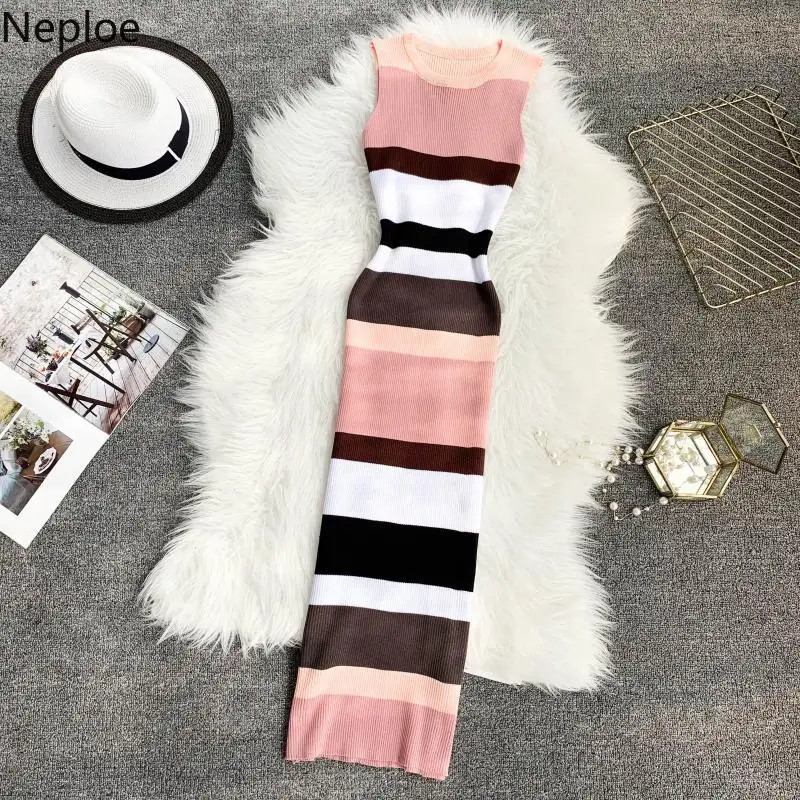 Neploe Лето 2019 женское платье новое поступление Полосатое без рукавов Vestidos