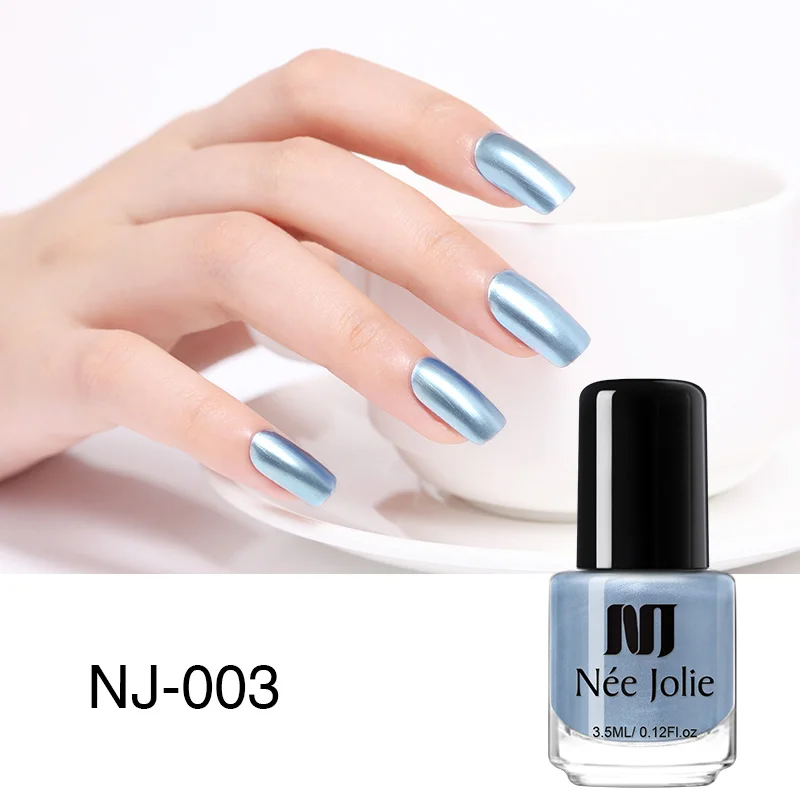 3.5ML NJ-003 NEE JOLIE Серебряный зеркальный лак для ногтей розовое золото прозрачный цвет 7,5 мл стойкий лак для ногтей 18 цветов Быстросохнущий лак для ногтей - Цвет: 3.5ML NJ-003