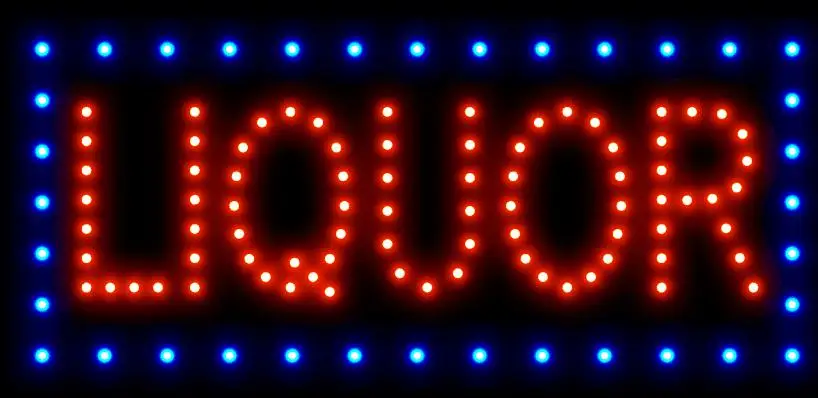 

New Arriving Bright Animated LIQUOR Store Mart Shop Bar Pub LED Open Sign Blue Color Edge 19x10" Display neon Semi-outdoor