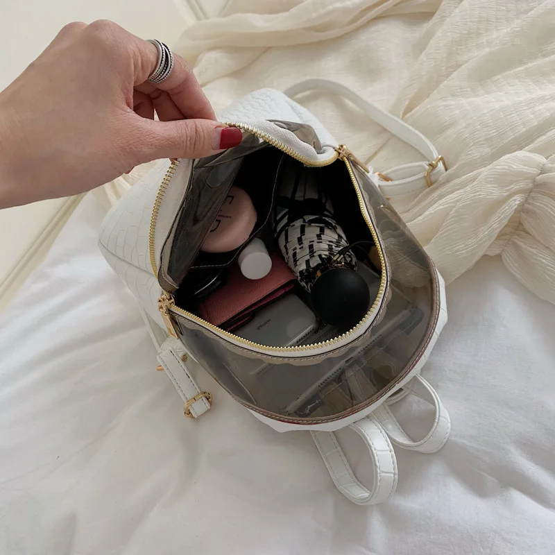 

CASMOR Transparent Women Clear Backpack 2019 Summer Mini Cute Bookbag For Girl Fashion Teenager School bag Female Backpacks