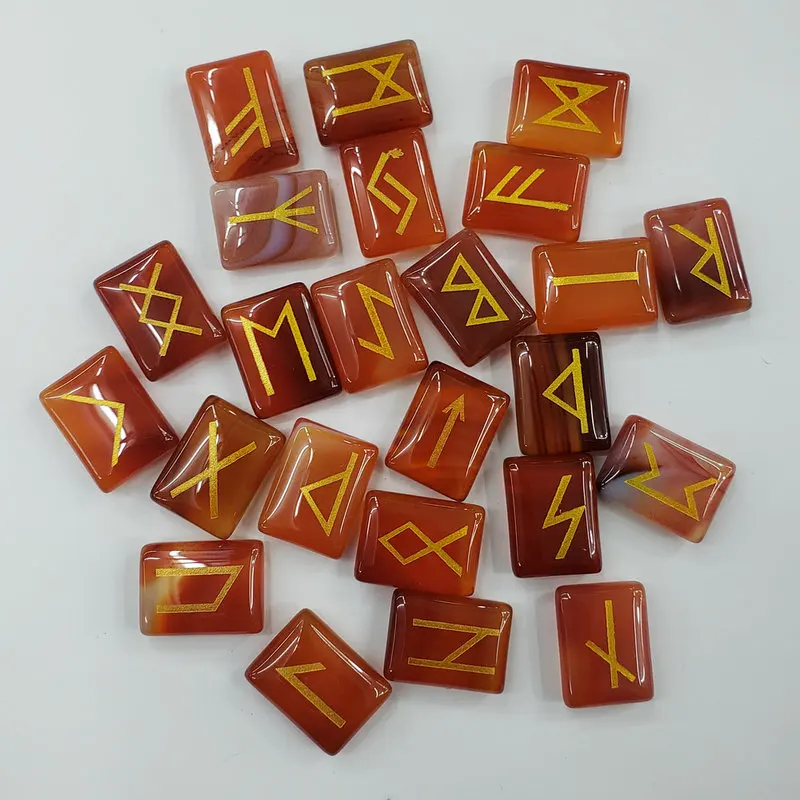 red onyx Горячая Распродажа 25 шт. натуральный авантюрин оникс тигровый глаз камень руны викингов амулет набор рейки целебные кристаллы гадание обрушивающиеся камни - Цвет: red onyx