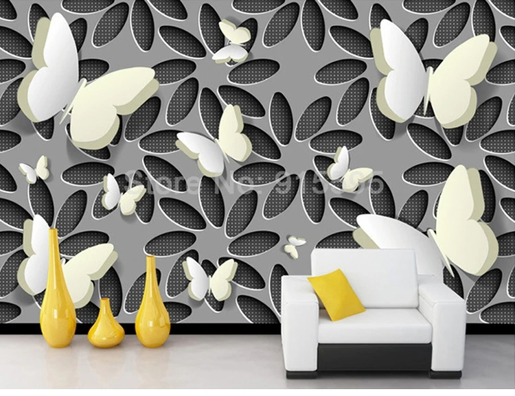 3D Stereoscopic Self-adhesive Butterfly Flower Sticker Mural Modern Living Room Sofa TV Background Decor Wallpaper Waterproof