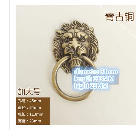 08 аппаратные принадлежности античная бронза голова зверя ручка/голова льва