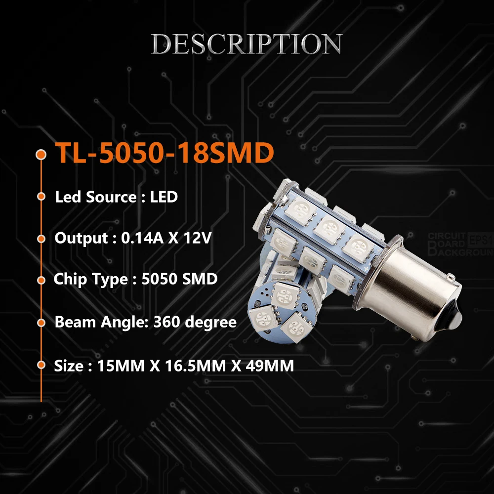 YM E яркий 2 шт. S25 1156 BA15S 5050 18 SMD P21W поворотник задний Светильник лампы белый желтый