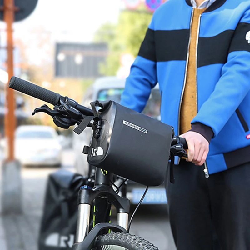 FLGT-ROSWHEEL 111361 DRY 3L Cycling Bike Bicycle Handlebar Front Basket PVC Full Waterproof Bags Bike Accessories
