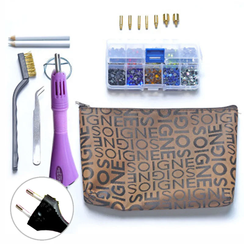 Смешанные наборы коробок Горячая фиксация железо Стразы палочка Карандаш сумка