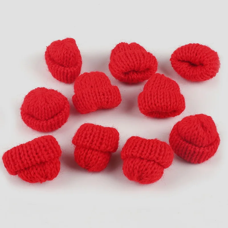 Red 10 шт./лот, мини вязаная шапка для детей, заколки для волос, сделай сам, головной убор, детские тканевые аксессуары для волос для девочек, не заколки для волос, повязка на голову - Цвет: Red