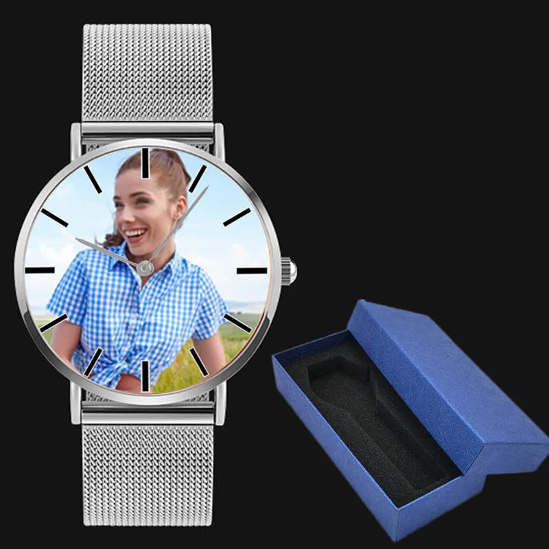 men A with box A4402 Личная фото печать индивидуального логотипа часы Relogio Feminino Masculino Reloj De Dama - Цвет: men A with box