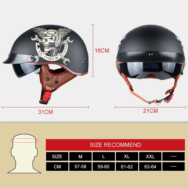 TORC Винтаж moto rcycle классический шлем Ретро Скутер половина со встроенным козырьком