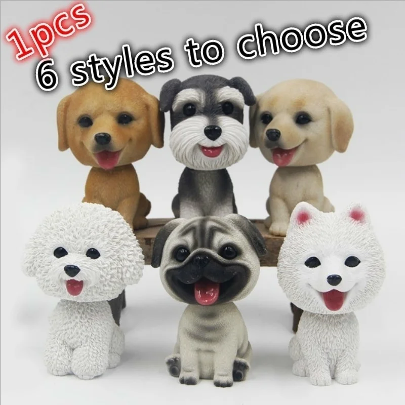 

1pcs Car Table Ornaments Lovely Shakes Head Dog Resin Puppy Cute Car Interior Decoration Table Decoration