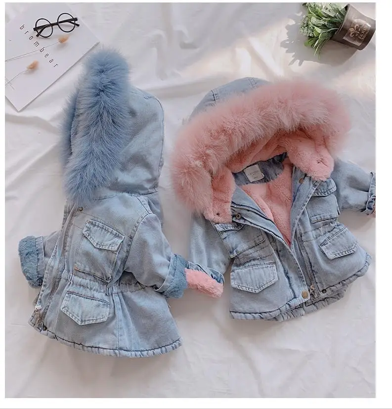 Children's cowboy plus velvet warm jacket