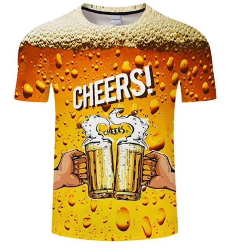 picture color Новинка Мужская 3D футболка банки пива печатных хип хоп Crewneck короткий рукав мужчины/женщины футболки топы Азиатский размер футболка 6xl - Color: picture color