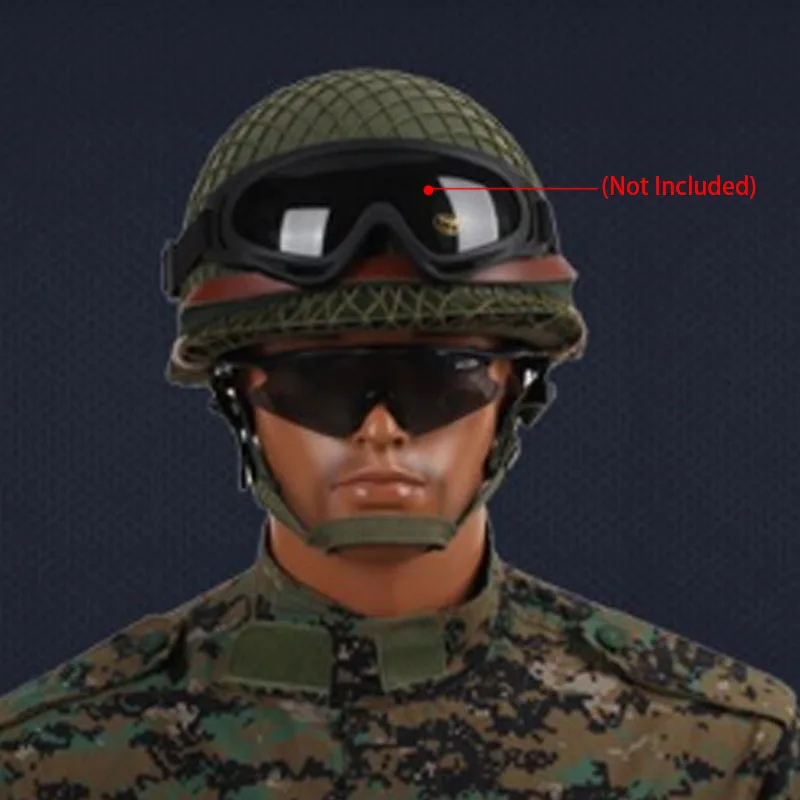 Защитный шлем Repro для мужчин WW2 армейский США M1 зеленый из нержавеющей стали с